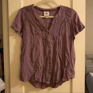 Purple V-Neck Blouse